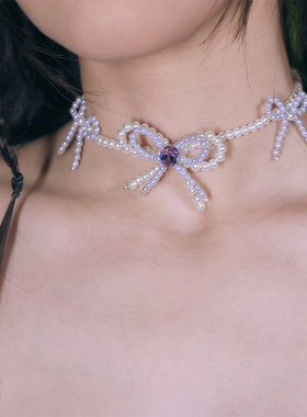 抖音鞠婧祎项圈宝石耳钉手工珍珠