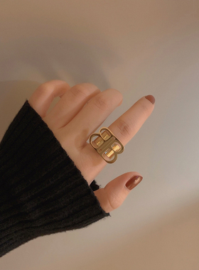 欧美风字母钛钢金属可调节戒子