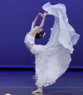 独舞表演拖尾长裙 裙子加鱼尾两件套 叠舞倾城 可拆卸鱼尾长拖尾