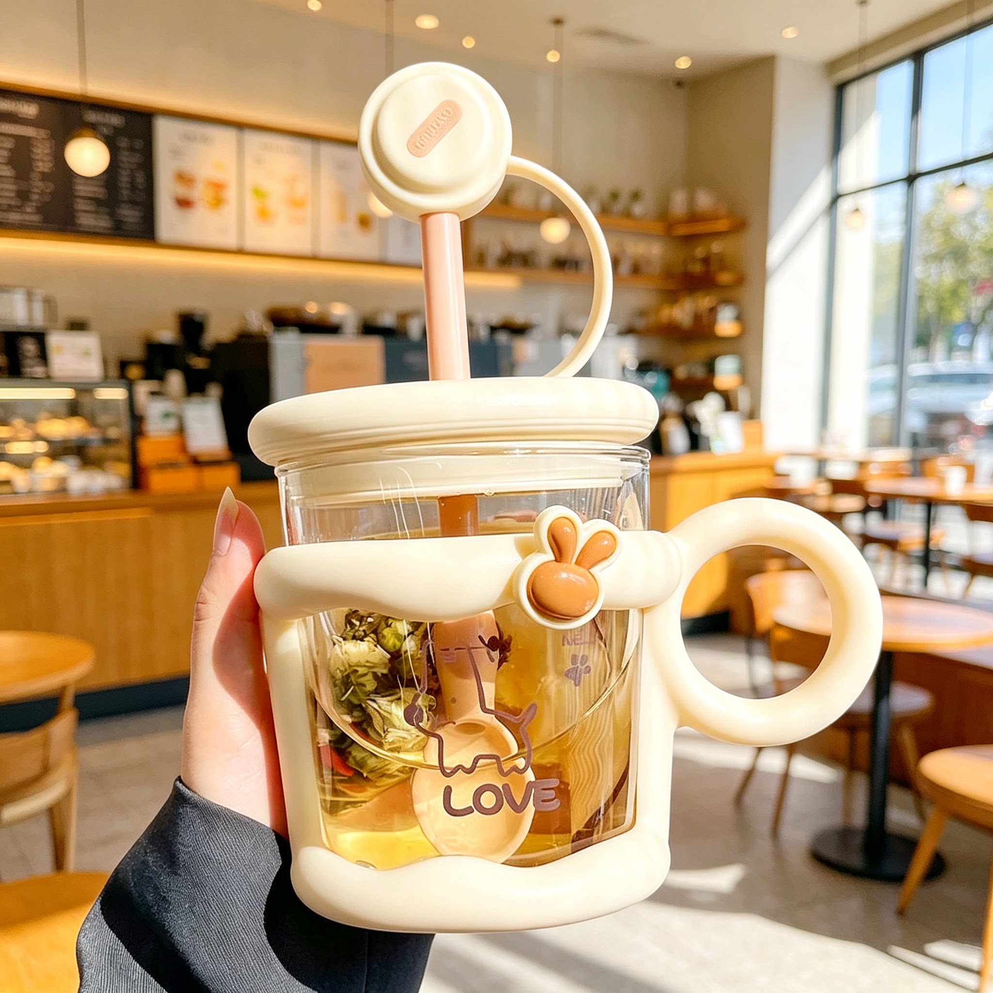 玻璃杯家用可爱耐热水杯