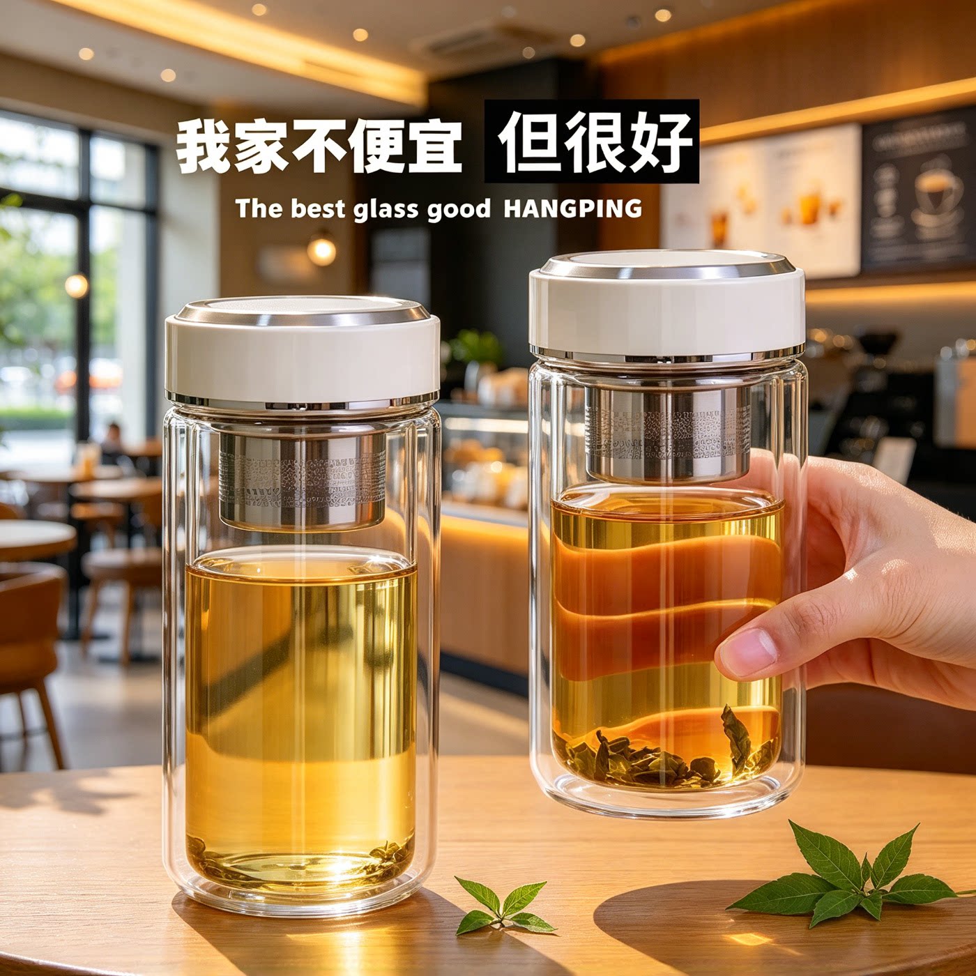 高硼硅无铅玻璃杯茶水分离