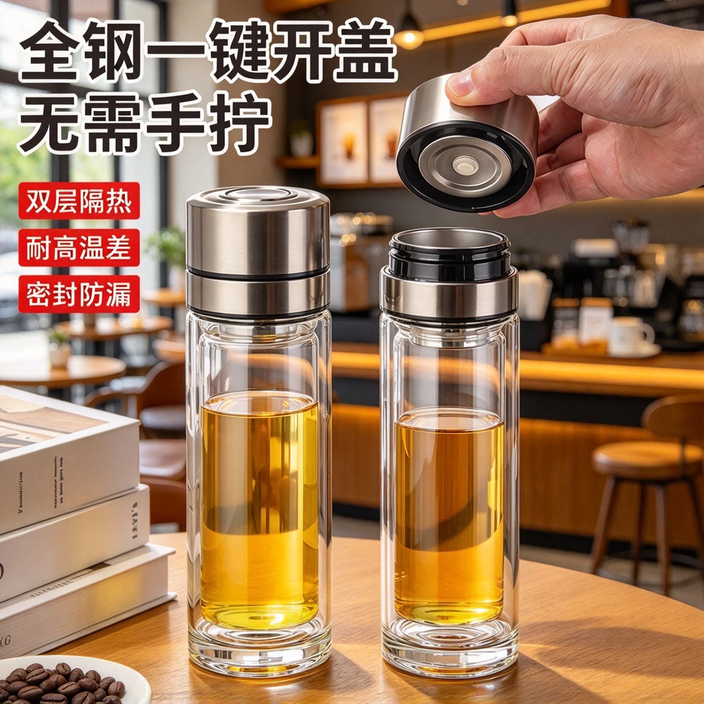 高硼硅双层玻璃水杯防烫
