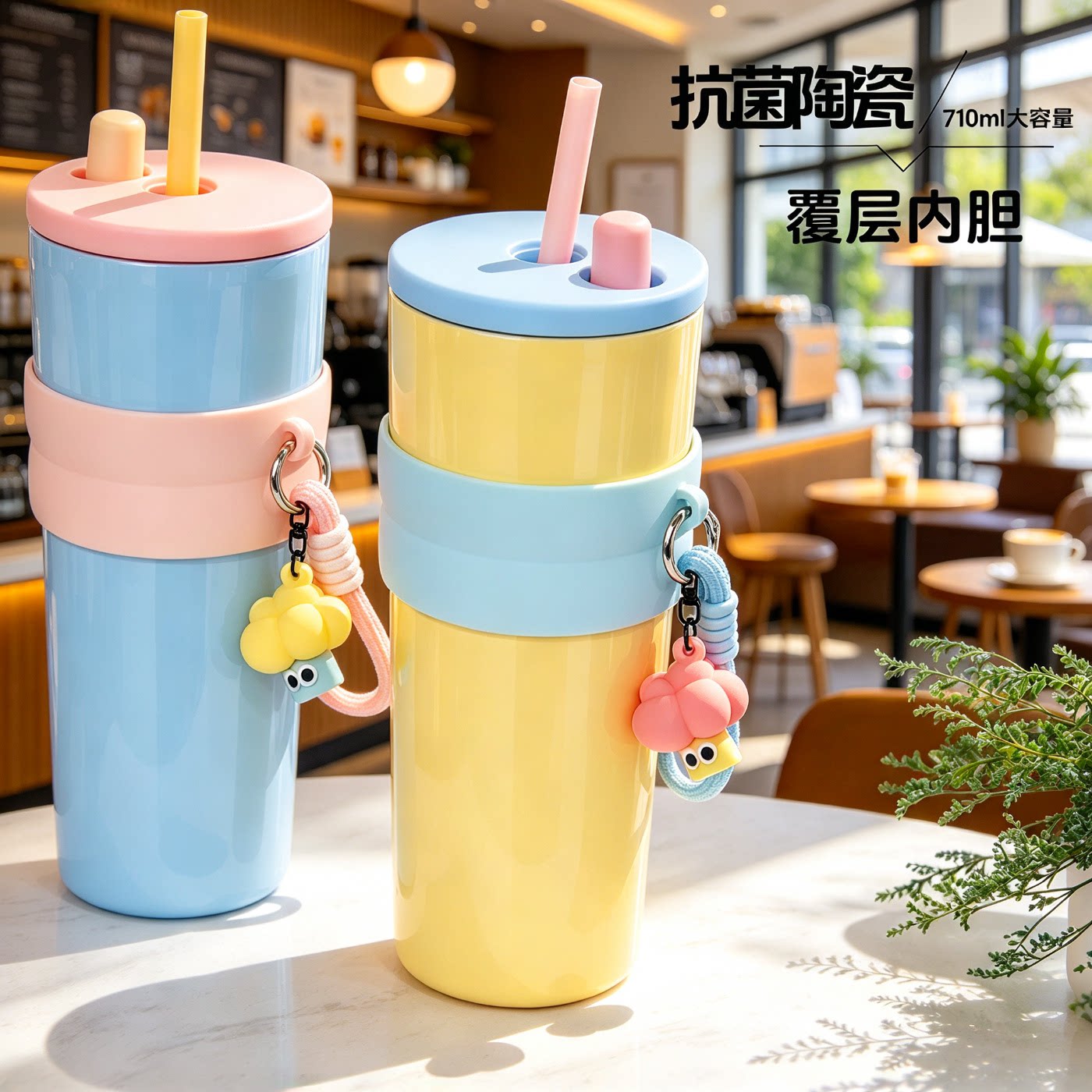 日本2026新款316不锈钢保温杯高颜值女生吸管杯外出便携水杯密封
