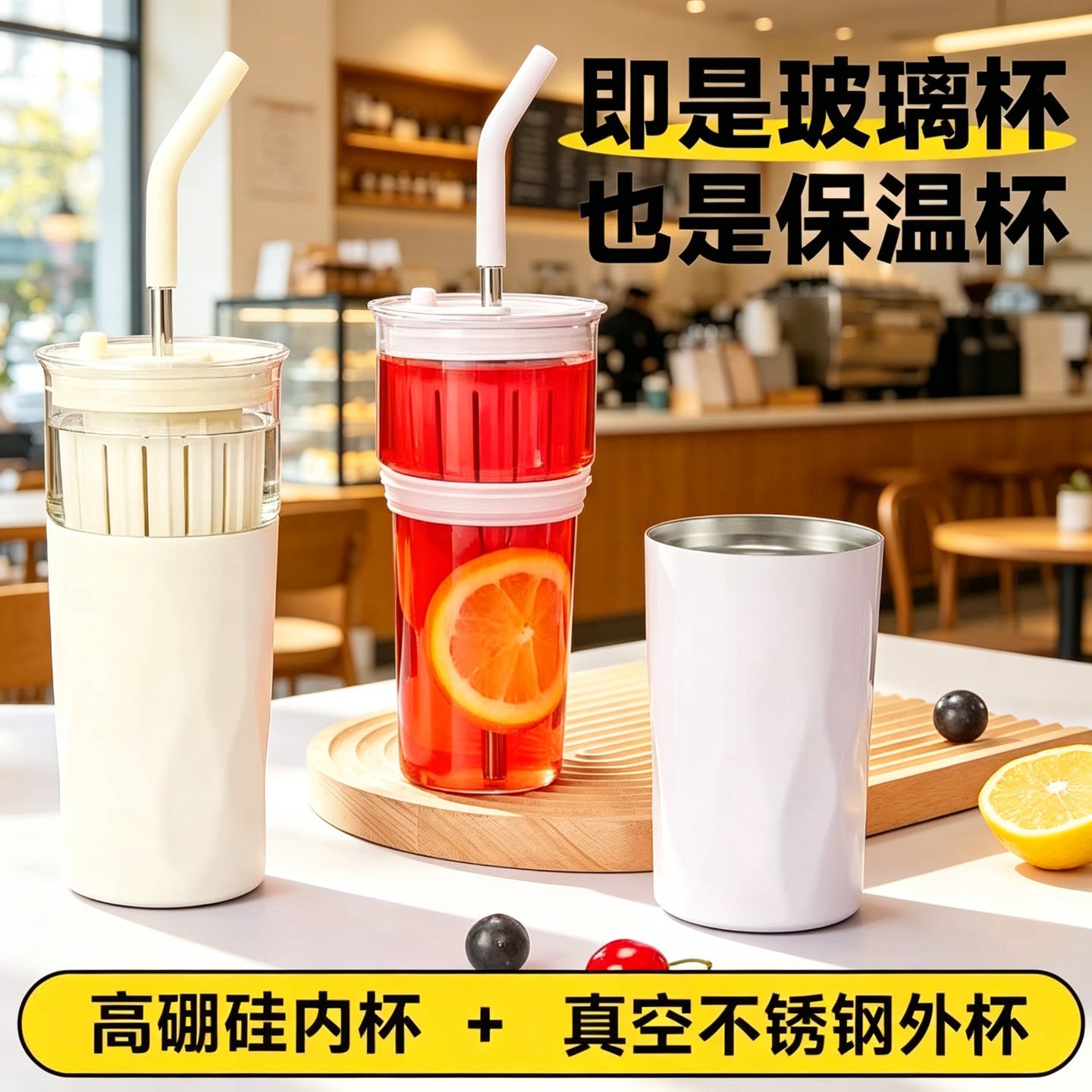 2026新款不锈钢玻璃杯车载大容量