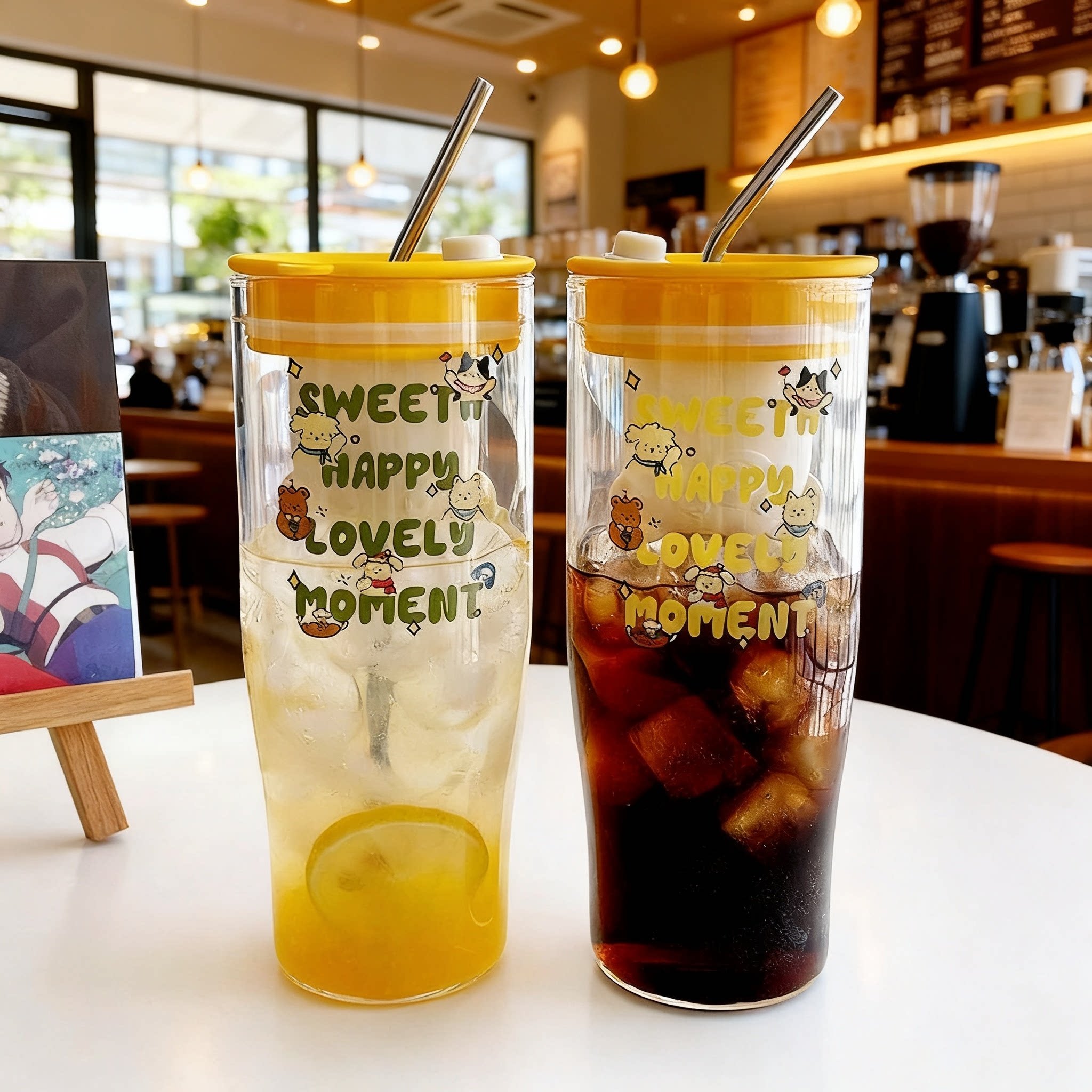 1000ml玻璃杯大容量吸管杯