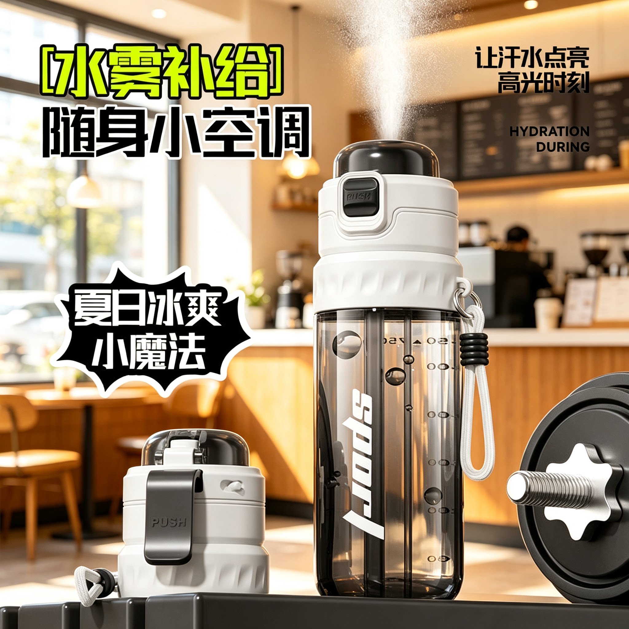 夏季高颜值喷雾水杯大容量