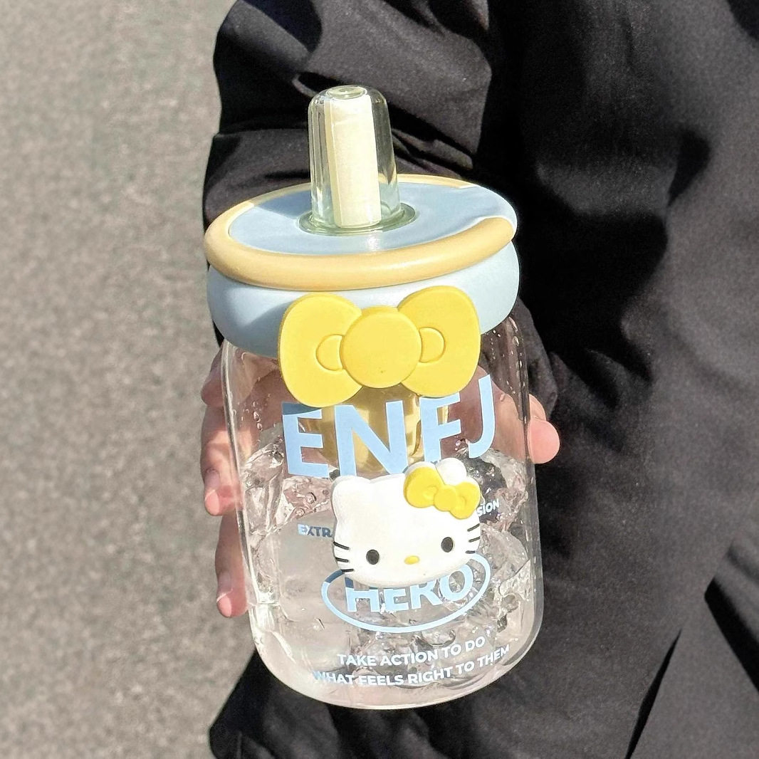 可爱玻璃杯带吸管女生高颜值大容量茶水分离泡果茶杯杯子2026新款