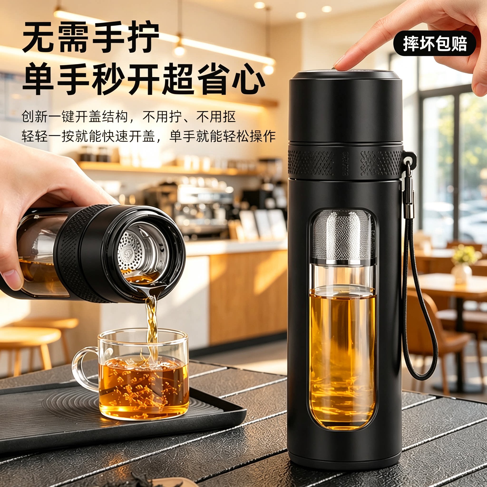 车载速开杯商务高硼硅玻璃杯