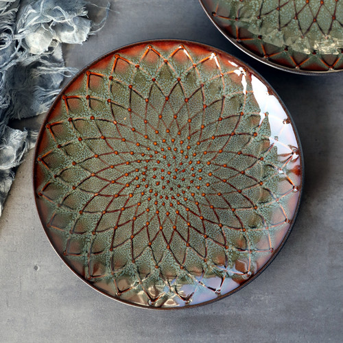 复古个性窑变釉陶瓷深盘