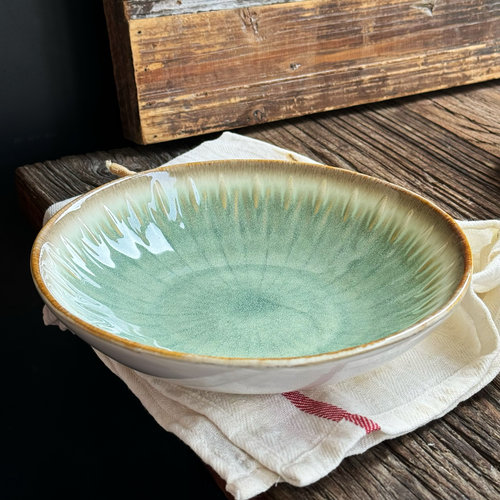 朗汀超美复古射线浮雕碗深盘ins陶瓷水果沙拉碗汤面碗家用大菜碗