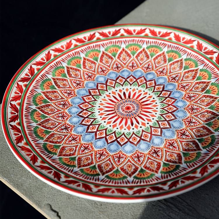 新品异域风情陶瓷餐盘外贸出口陶瓷盘子家庭装饰盘西餐菜盘面碗