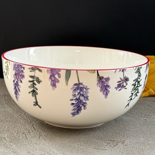 薰衣草特大汤碗鸡汤碗外贸出口釉下彩陶瓷碗家用大菜碗精致搅拌碗