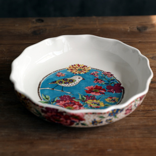 花边深盘装菜实用深盘热炒菜盘家居装饰盘陶瓷西餐点心水果盘子