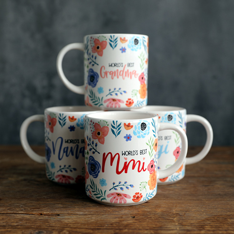 小清新彩色碎花创意字母马克杯大容量喝水杯子办公室牛奶杯水杯