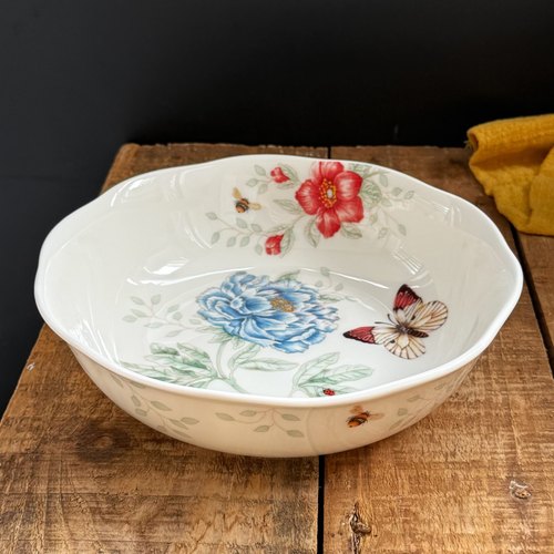 外贸出口大牌Lenox大汤碗陶瓷餐具家用馄饨碗菜碗骨瓷蝴蝶花面碗