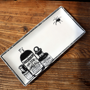 特色复古做旧风格设计长方盘子寿司生鱼片日料盘水果零食糕点盘子