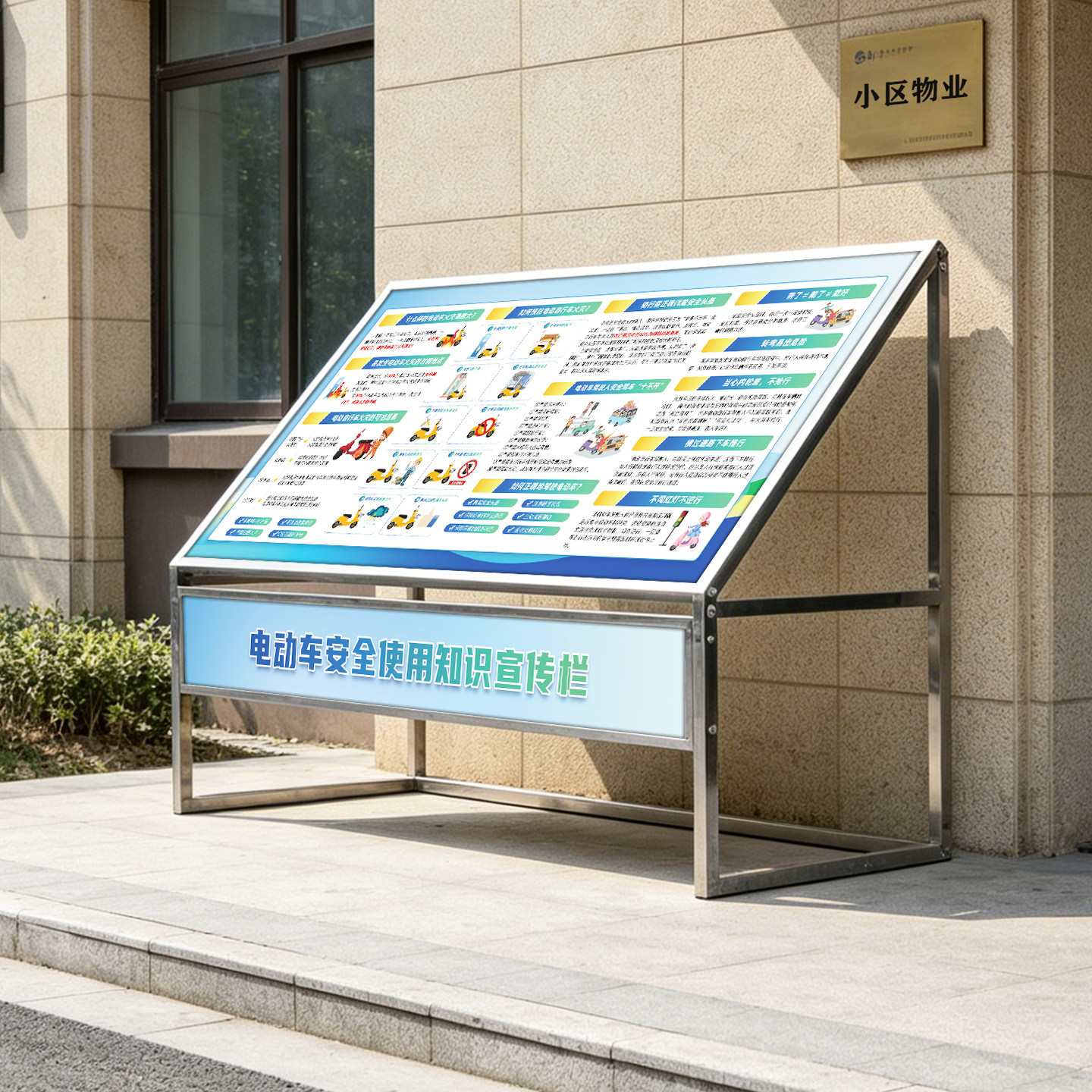 小区不锈钢落地式宣传海报展示架物业展示板广告会议活动公告示栏