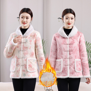 新款大码妈妈冬装加绒加厚棉服中老年保暖显瘦棉衣睡衣外套女棉袄