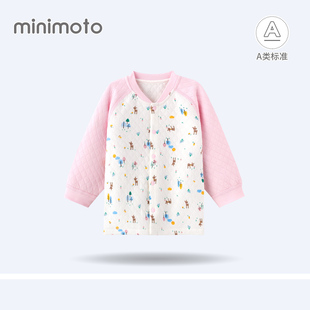 小米米秋冬新款男女宝宝空气层上衣圆领T恤夹丝保暖衣打底婴儿服