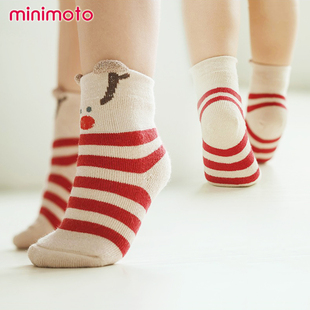 小米米婴幼儿厚袜子圣诞毛巾袜婴儿宝宝保暖棉袜秋冬卡通袜3双
