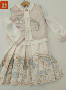 皇室童缘5730784004春秋款特惠兔子提花套装裙女中童110-150码