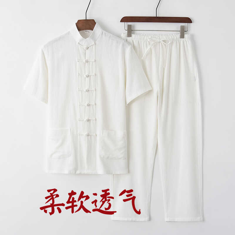 短袖套装中国风夏季棉麻两件套