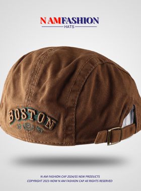 日系ins反戴贝雷帽子男女原宿复古卡其色帽子百搭个性扣前进帽潮