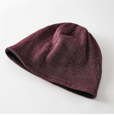 纯色光板内里薄绒针织帽男女款