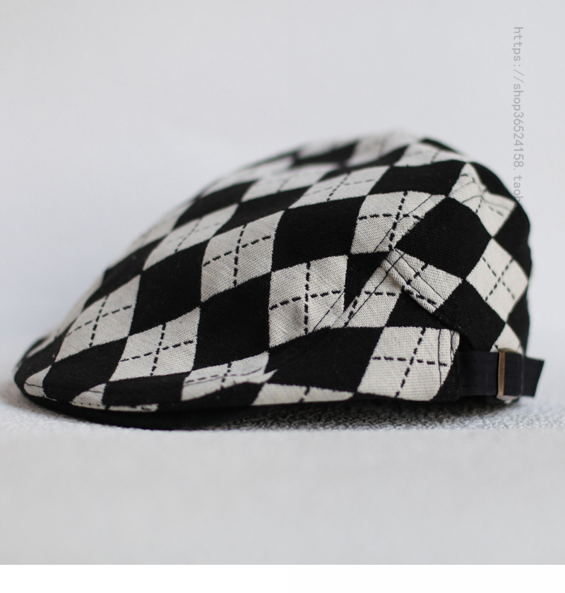 前进帽逛街时尚通用四季短沿格子