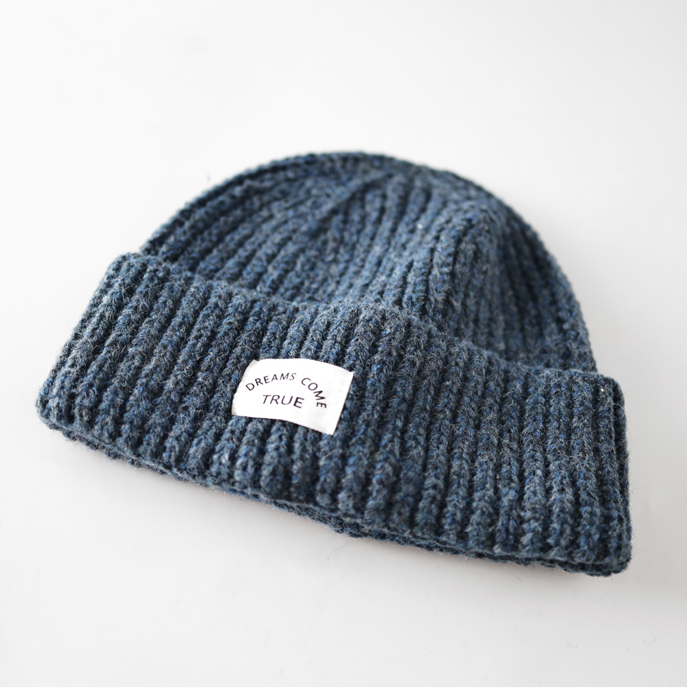 混线布标针织帽男女同款