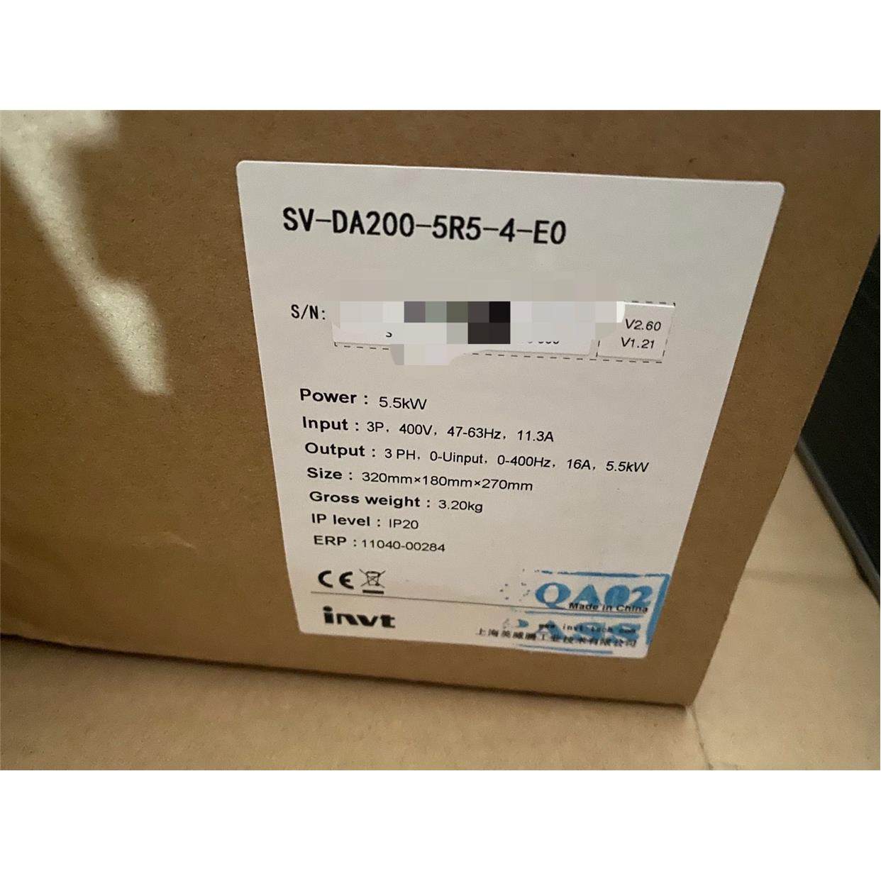 议价英威腾 伺服SV-DA200-5R5-4-E0 电机SV-MM18-5R5B-4-1A0-1000