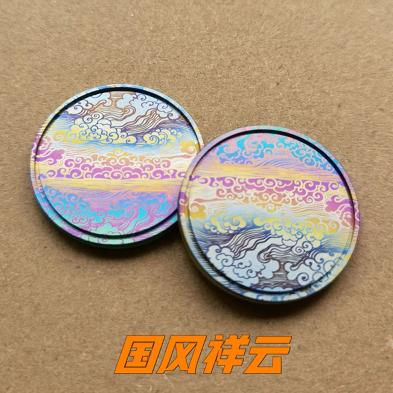 WK ACEDC老曹原创主题币钛合金阳极作色平板啪啪币 EDC减压玩具