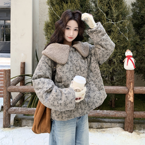 ,大货已出,羊羔毛拼接牛仔印花羽绒服外套A5527P295控388图片