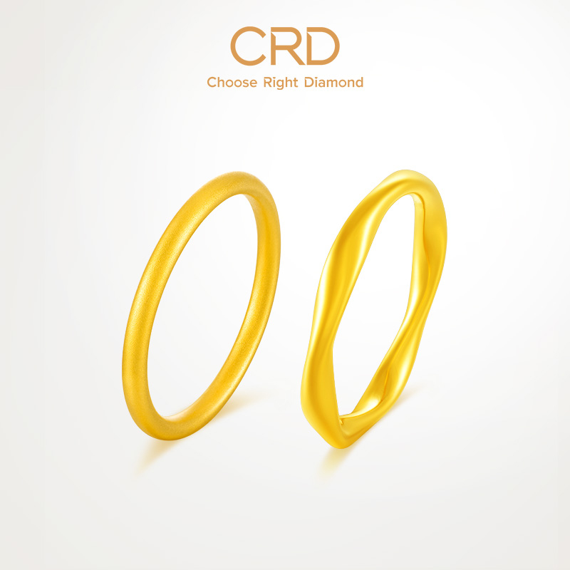 CRD克徕帝黄金戒指素圈黄金戒指交织黄金戒指