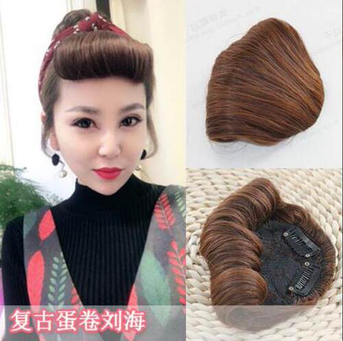 假发片高温丝假刘海蛋卷刘海