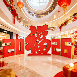 立体超大福字kt板新年场景装饰公司年会现场布置春节商场活动摆件