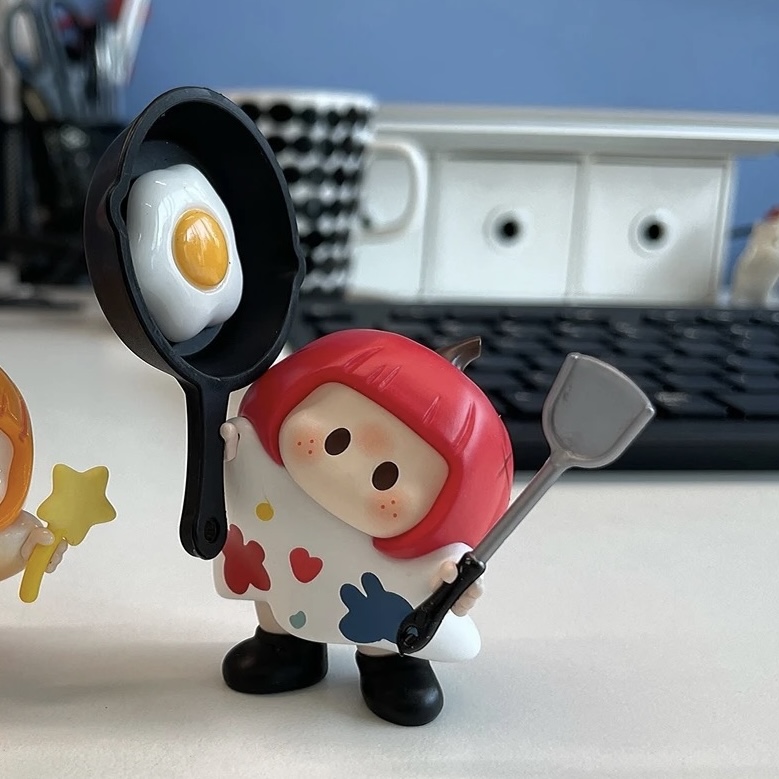 歪头yoyo酱左右手配件平底锅煎鸡蛋做家务微缩摆件玩具