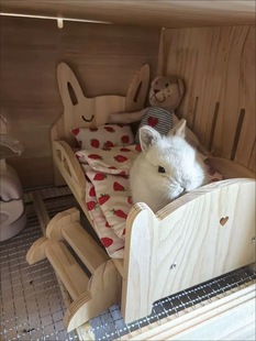 侏儒兔仓鼠窝木制小床金丝熊花枝鼠荷兰猪睡窝睡床宠物用品木床