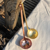 手工火烧锻打 红铜捞火锅漏勺套装 纯紫铜黄铜小勺 舀勺汤饭勺油勺