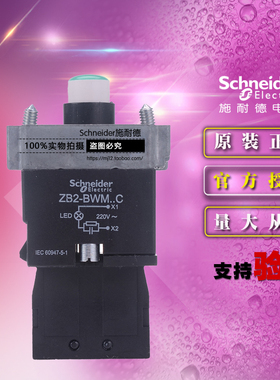施耐德按钮 ZB2BWM31C 带LED灯触点基底座1常开绿色220V原装正品
