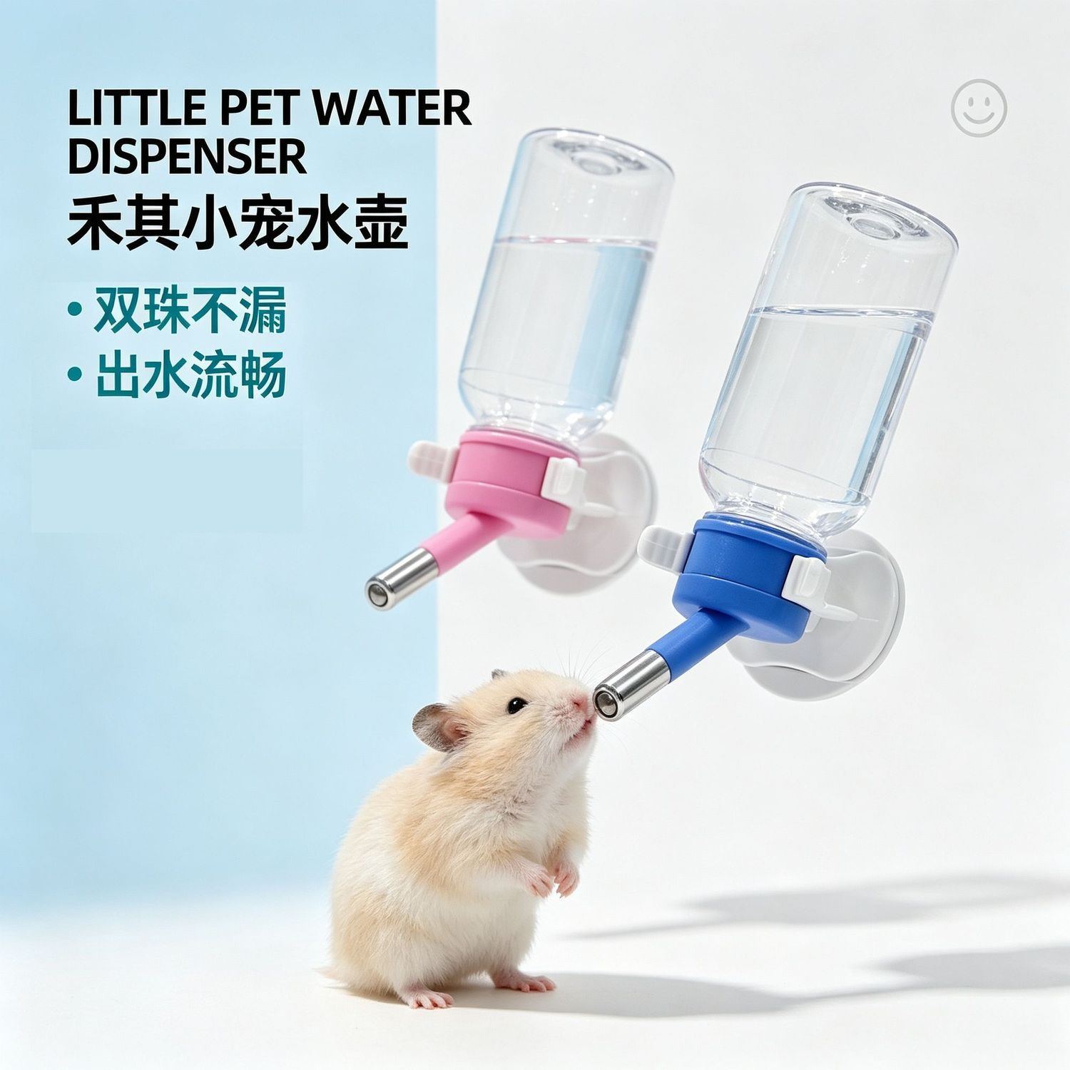 刺星球卡扣双滚珠禾其水壶配新卡扣仓鼠滚珠金丝熊蜜袋鼯饮水器