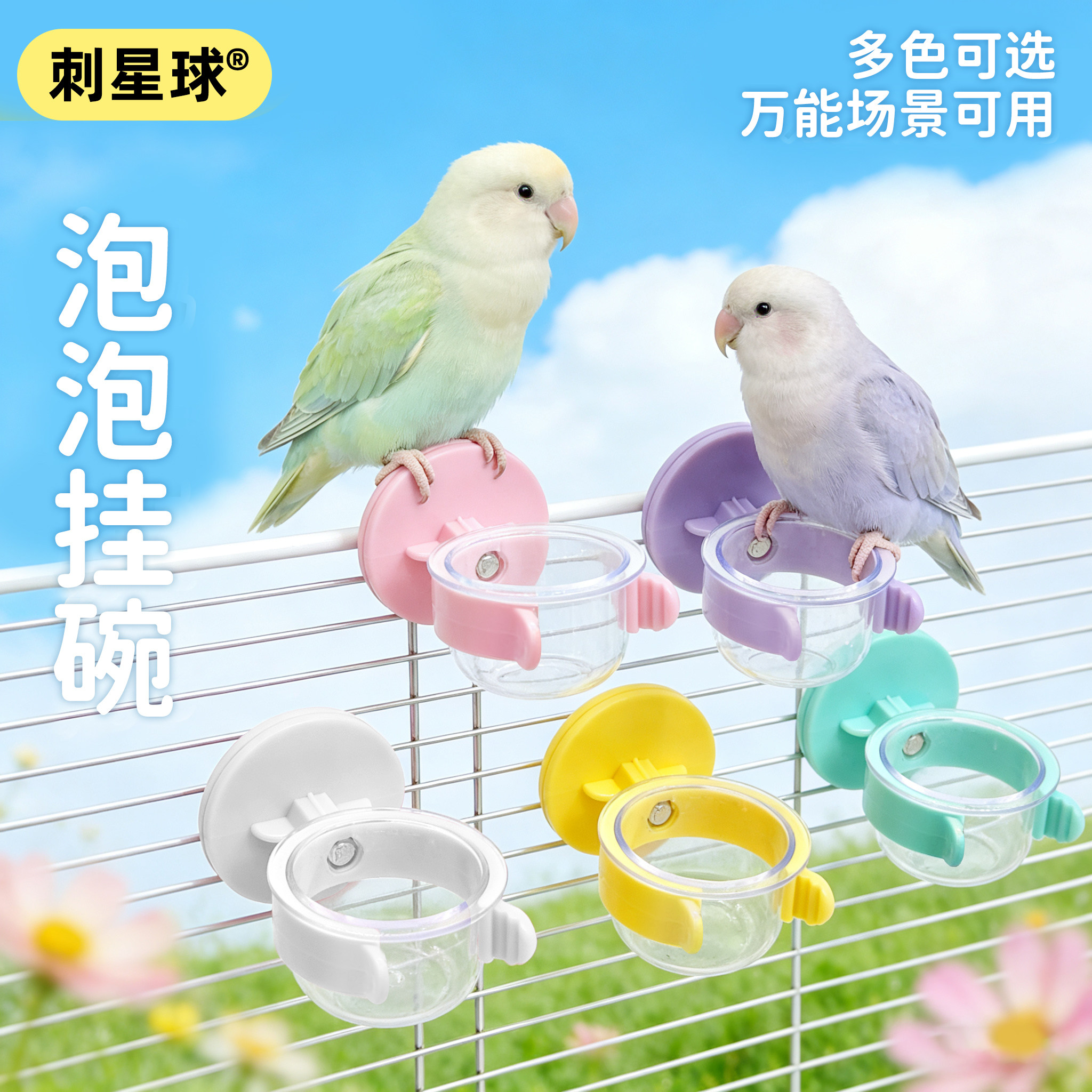 刺星球鹦鹉水晶泡泡挂碗食盆鸟用喂食器牡丹玄凤零食外带固定食盒