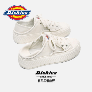 厚底懒人一脚蹬帆布鞋 Dickies饼干鞋 夏季 女 女新款 子女包头半拖鞋