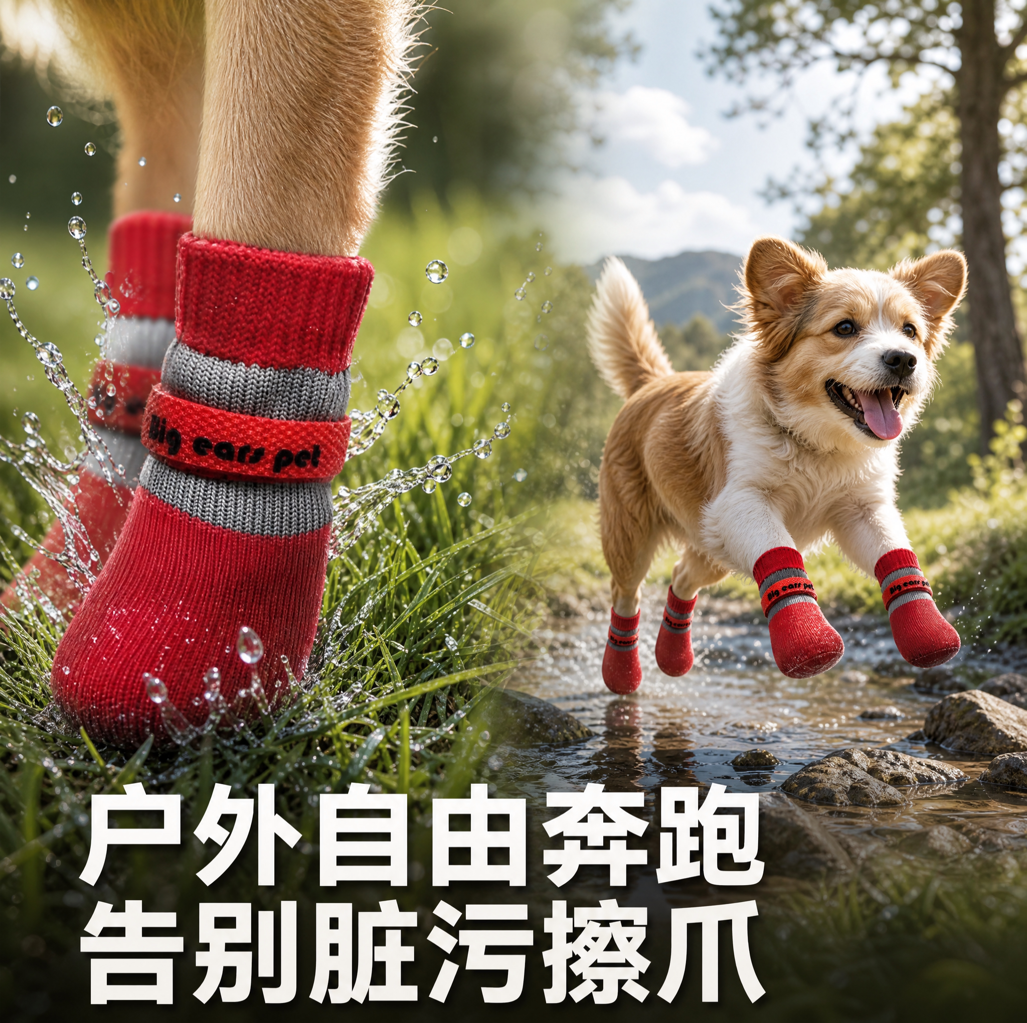 狗狗防水袜子宠物鞋四季户外防滑小狗中大型犬防脏脚套宠物鞋子