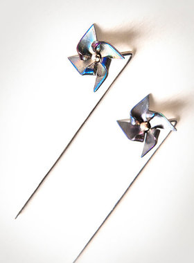 清仓特价银饰耳环  设计师Pngioti纯手工打造纸风车长针925银耳钉