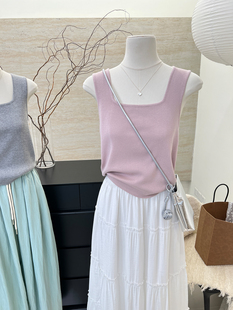 吊带纯色外穿女装 夏季 显瘦针织背心打底衫 性感修身 简约百搭时尚