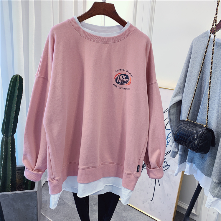 假两件拼接白色边宽松BF慵懒风圆领长袖卫衣女2019新款春季外套|ruв категории Женская одежда, свитер/свитер - от Buy2taobao.com для оказания профессиональной услуги покупки агента Taobao