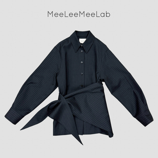 MeeLeeMeeLab 原创绅士优雅进口澳毛初剪羊毛多穿式宽松衬衫外套