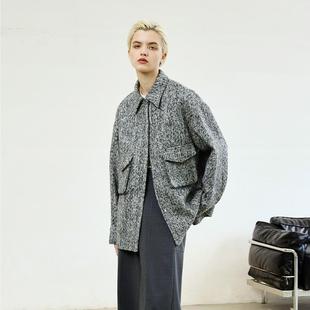 MeeLeeMeeLab 原创绅士优雅复古方领口袋粗花呢小香风衬衫式外套