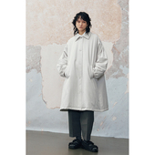 长款 MeeLeeMeeLab原创绅士优雅方领宽松大裙摆式 风衣式 棉服外套